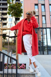 Red oversized coat