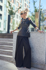 Black Faux Leather Top