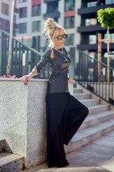 Black Faux Leather Top