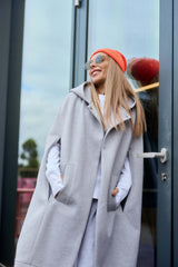 Grey Oversized Sleeveless Coat