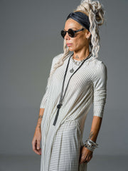 Striped Longline Top and Wide Leg Pants Set