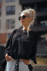 Black Oversized “I'm Fine” Graphic T-Shirt
