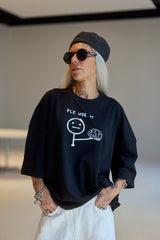 Black Oversized Graphic T-Shirt
