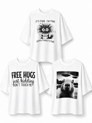 Set of Three Oversized Graphic T-Shirts