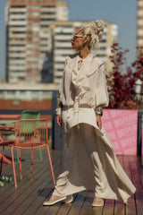 Cream Ruffle Maxi Skirt