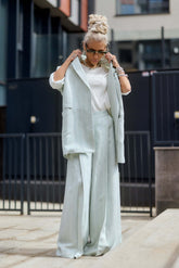 Light Mint Pinstripe Oversized Blazer