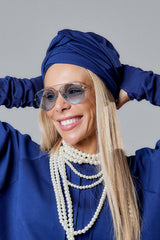 Dark Blue Turban Hat
