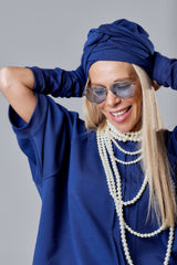 Dark Blue Turban Hat