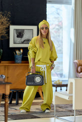 Yellow Oversized Sweat Set with Open Back