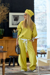 Yellow Oversized Sweat Set with Open Back