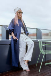 White Wide-Leg Denim Pants