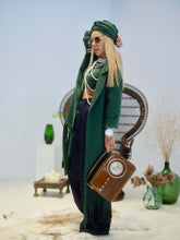 Green Long Coat with Fringe Detail
