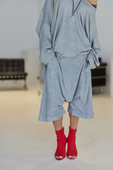 Grey Draped Harem Shorts