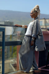 Grey Flow Wide-Leg Pants