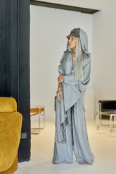 Grey Hooded Draped Vest
