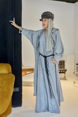 Grey Hooded Draped Vest