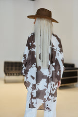 Oversized Cow Print Sheer Shirt