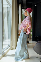 Pink Striped Open-Back Shirt