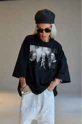 Black Oversized Graphic T-Shirt – "Holy Smoke"