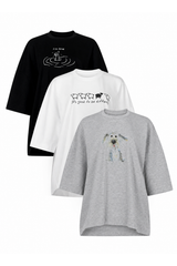 Set of Three Oversized Graphic T-Shirts