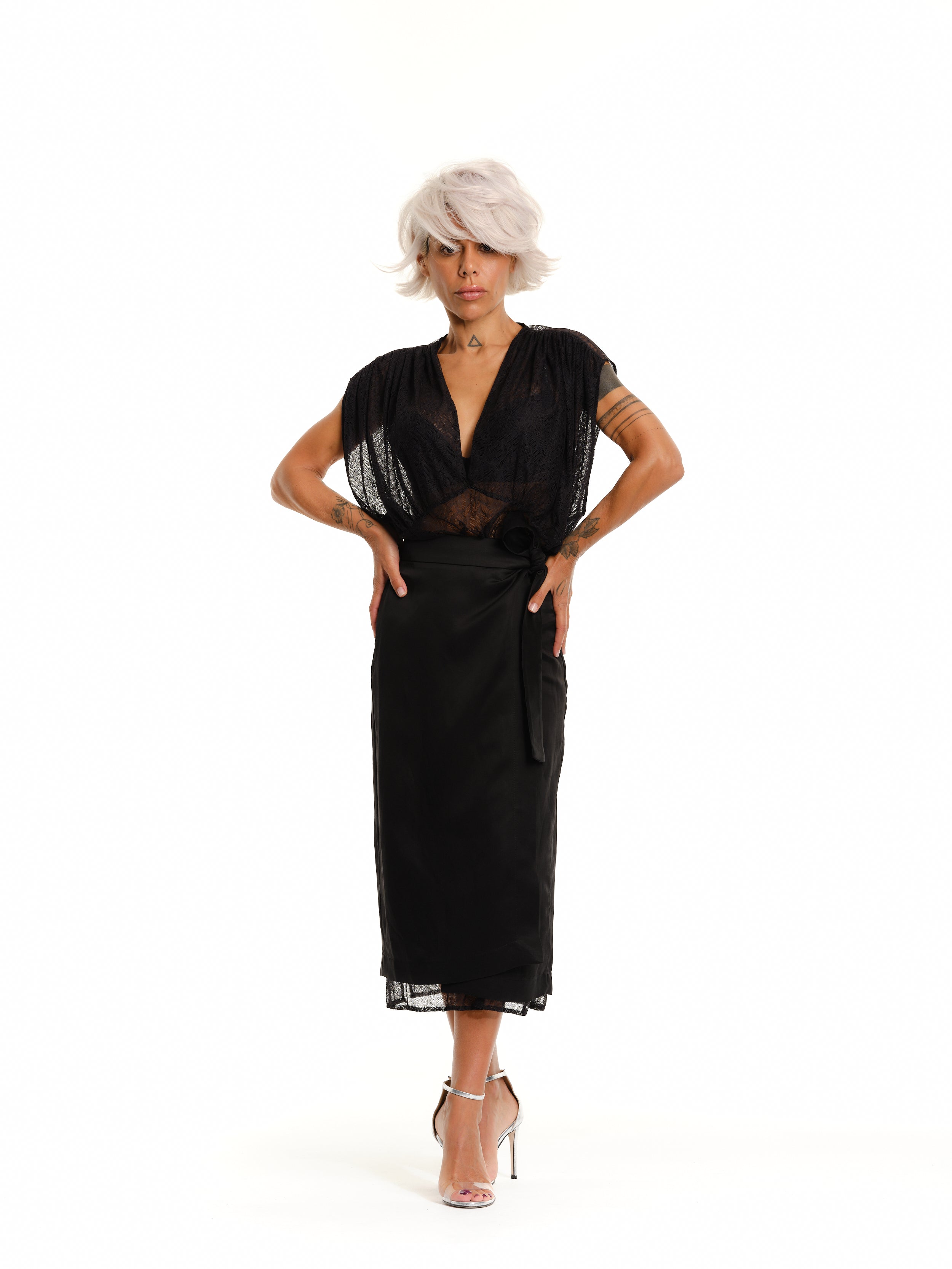 Lace Dress and Wrap Skirt Co-Ord Set