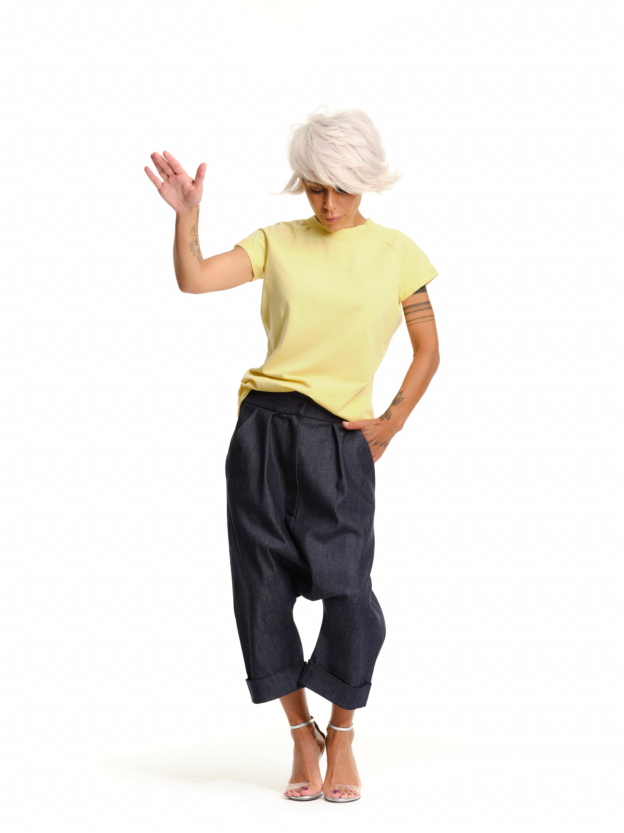 Yellow T-Shirt with Cuffed Sleeves