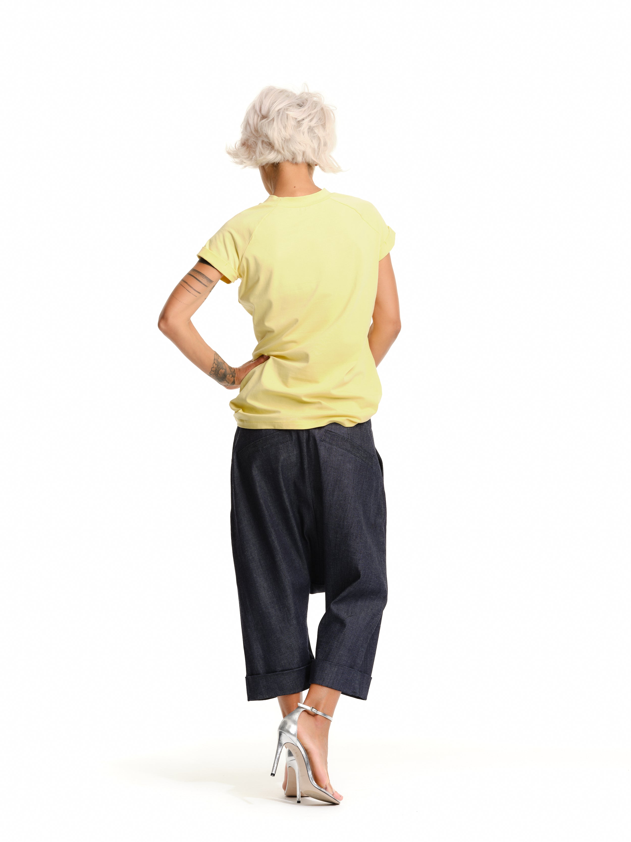 Yellow T-Shirt with Cuffed Sleeves