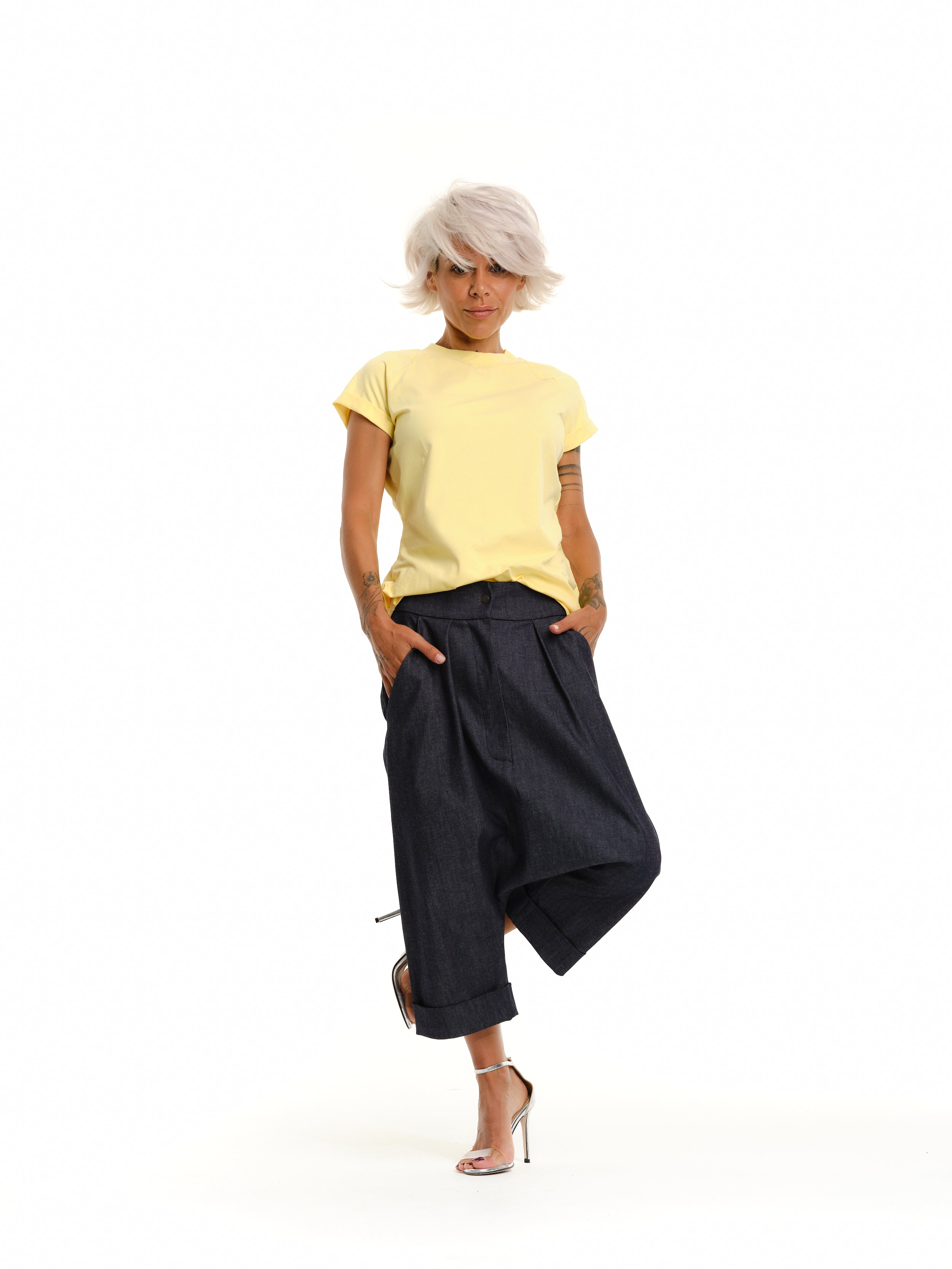 Yellow T-Shirt with Cuffed Sleeves