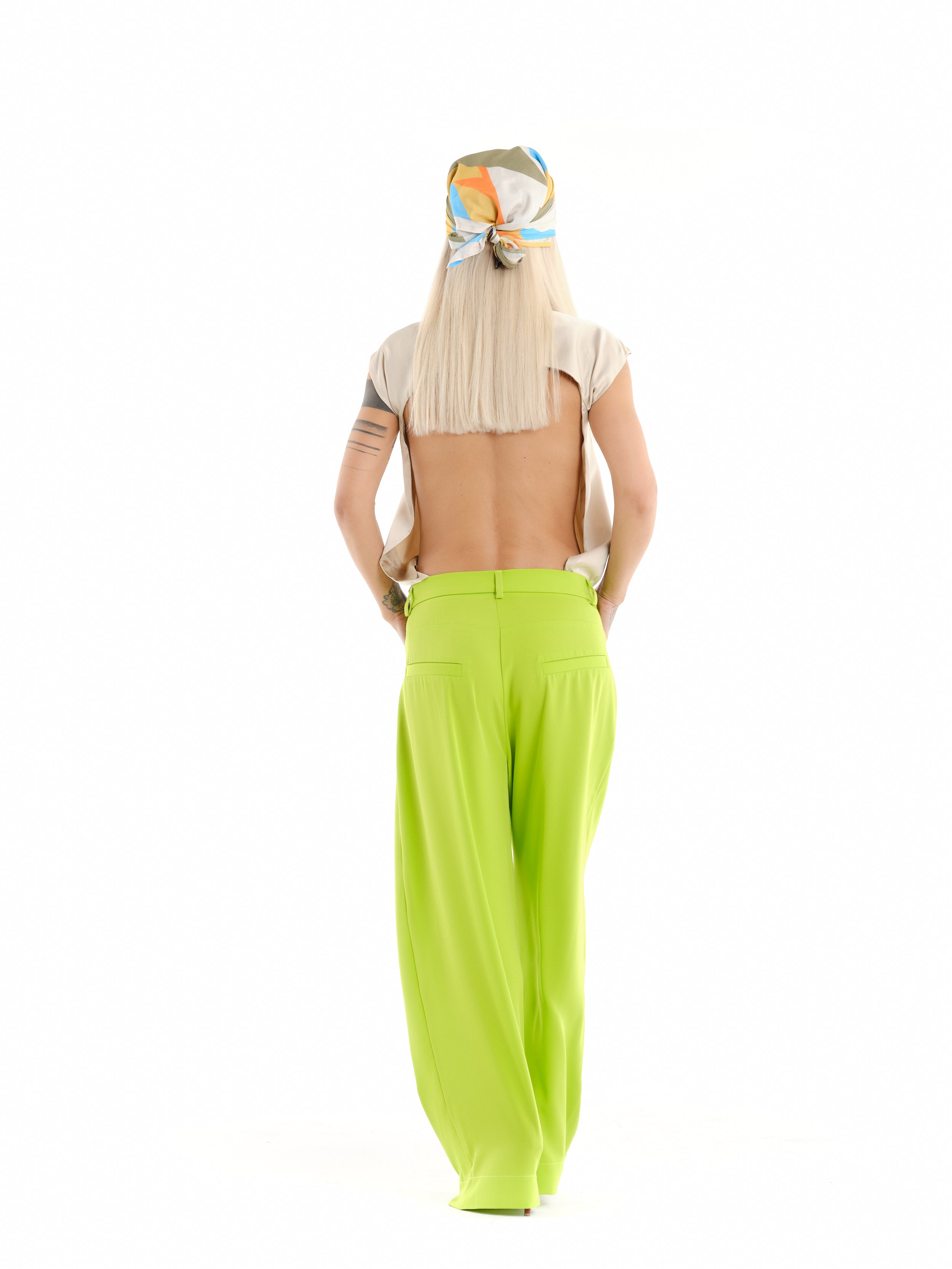 Backless Cream Satin T-Shirt