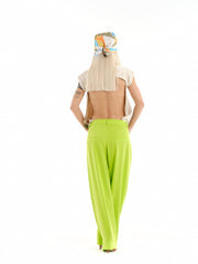Backless Cream Satin T-Shirt