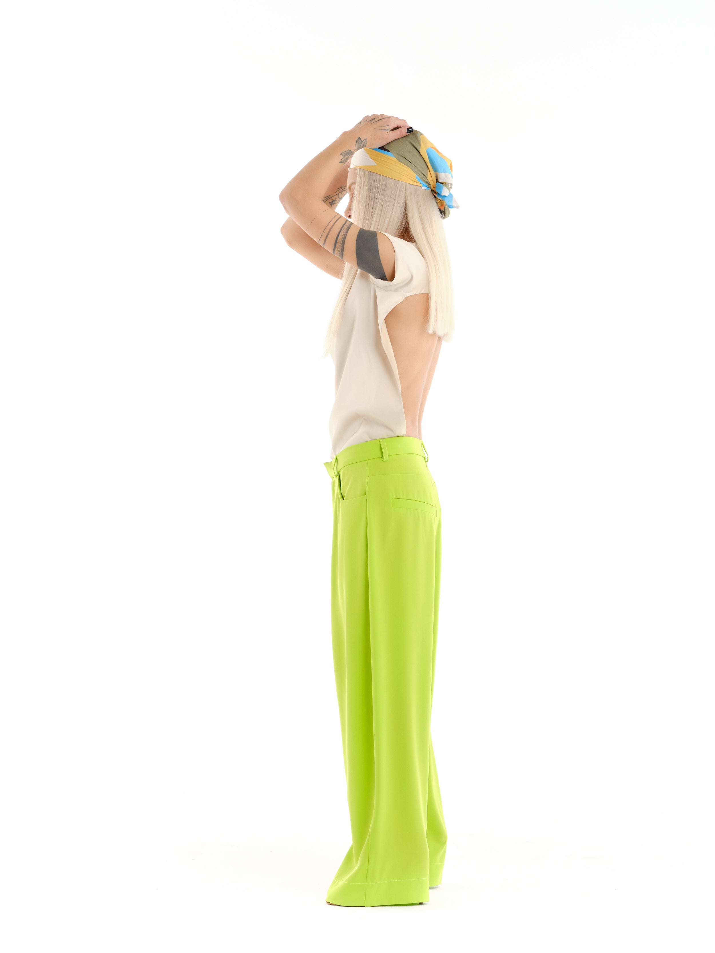 Backless Cream Satin T-Shirt