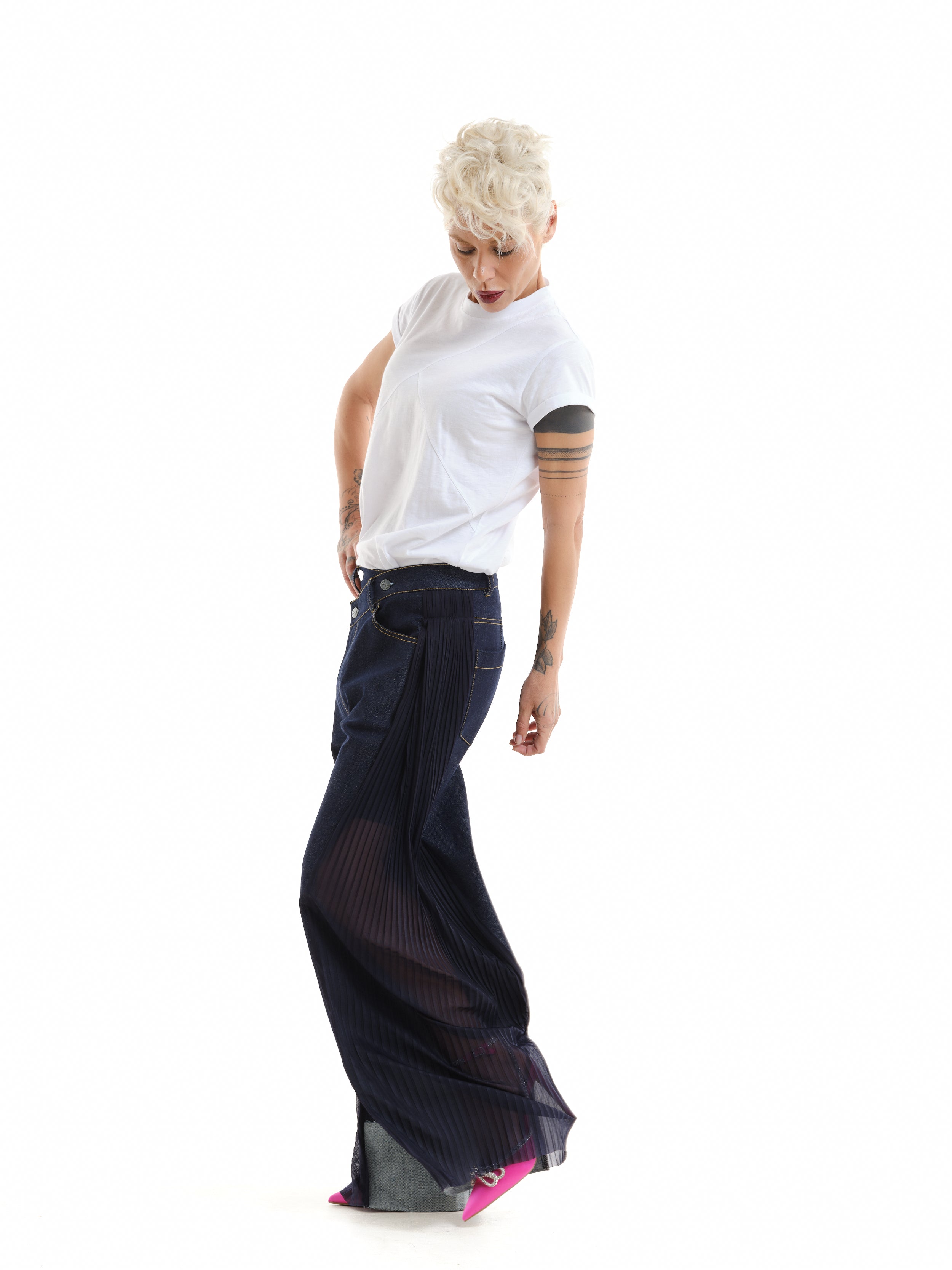 Tulle Panel Jeans