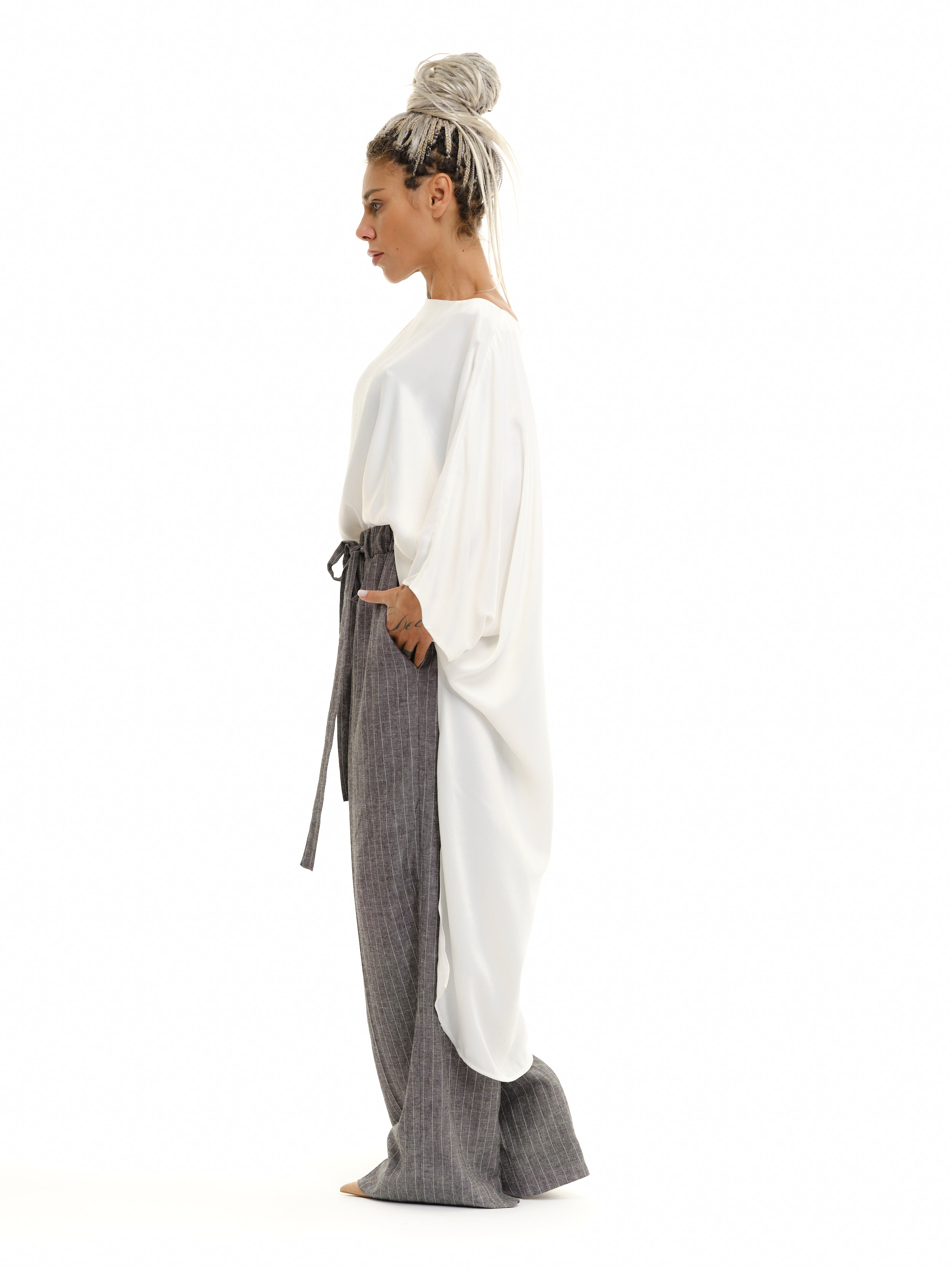 Off-The-Shoulder Maxi Tunic in White