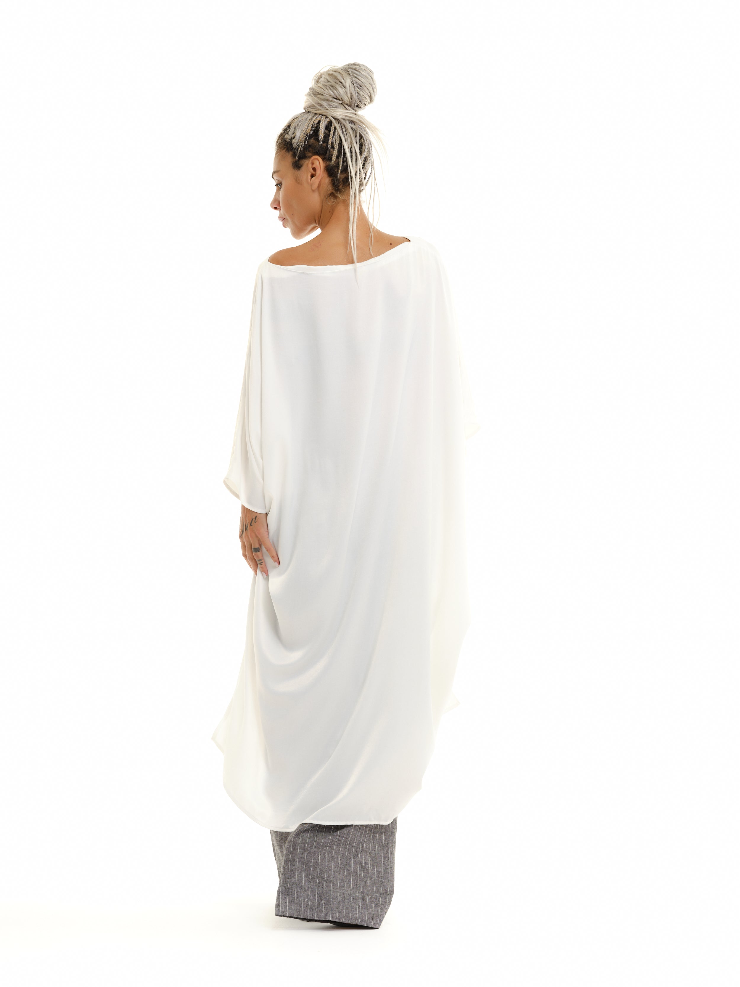 Off-The-Shoulder Maxi Tunic in White
