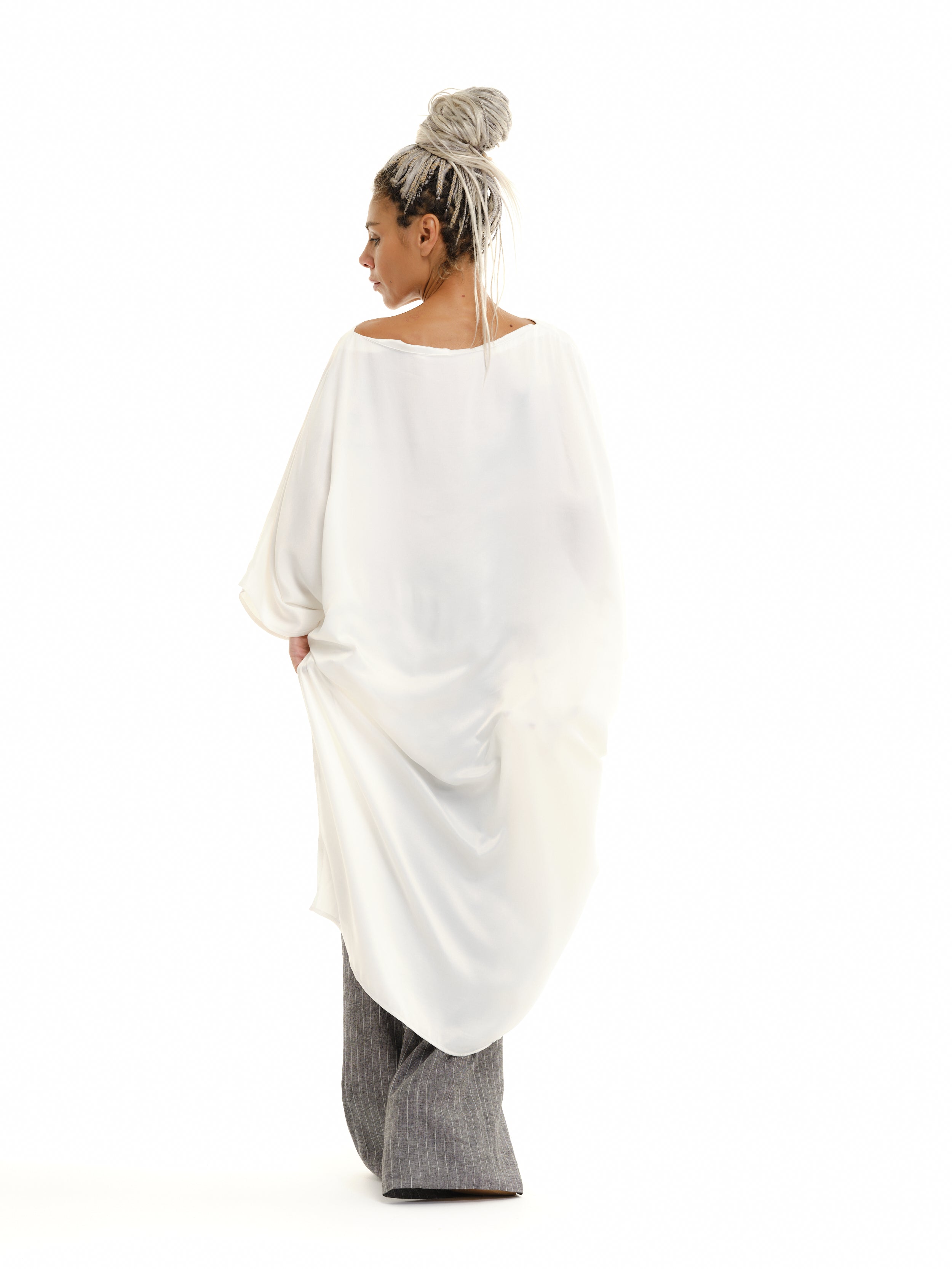 Off-The-Shoulder Maxi Tunic in White