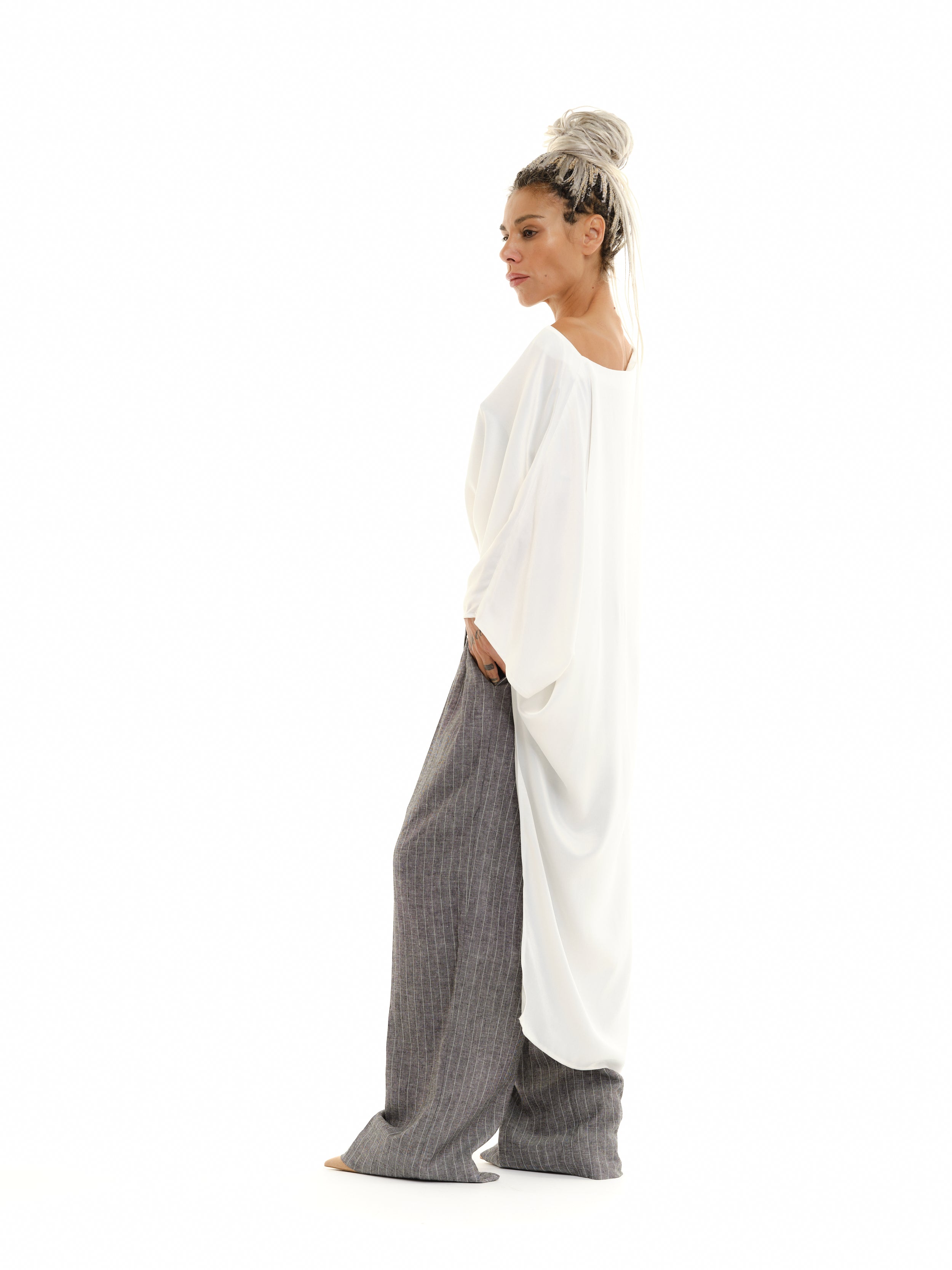 Off-The-Shoulder Maxi Tunic in White