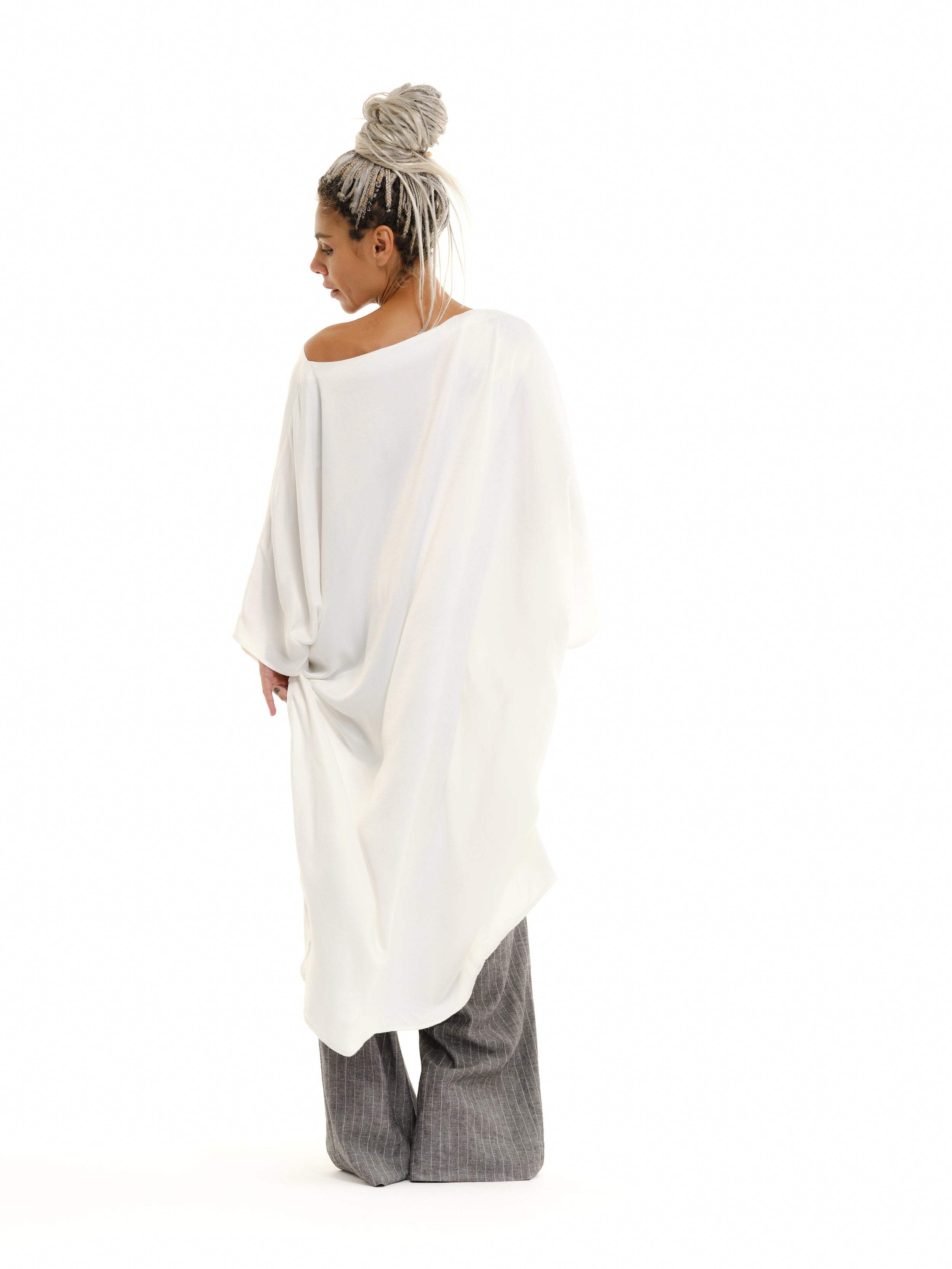 Off-The-Shoulder Maxi Tunic in White