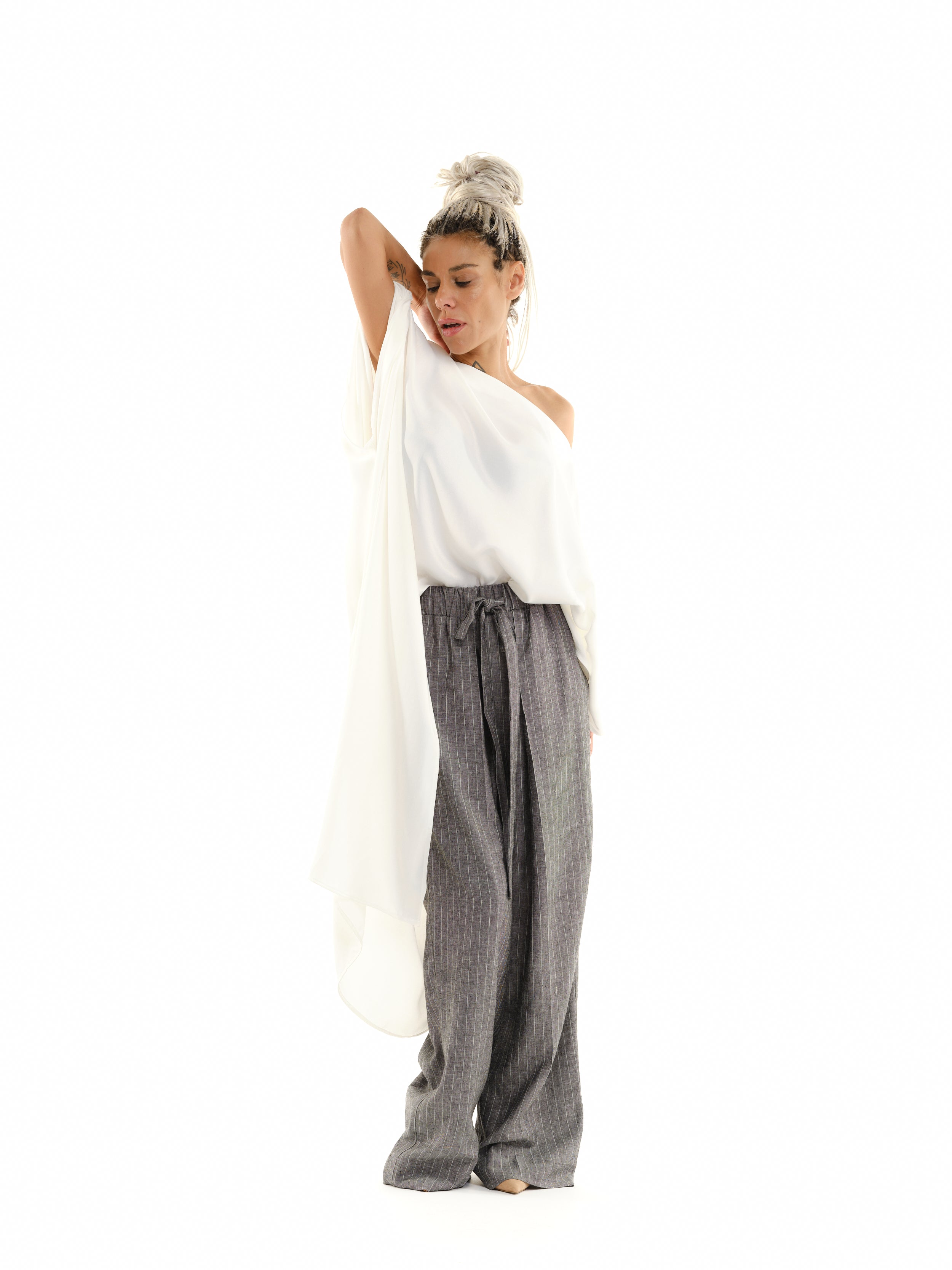 Off-The-Shoulder Maxi Tunic in White