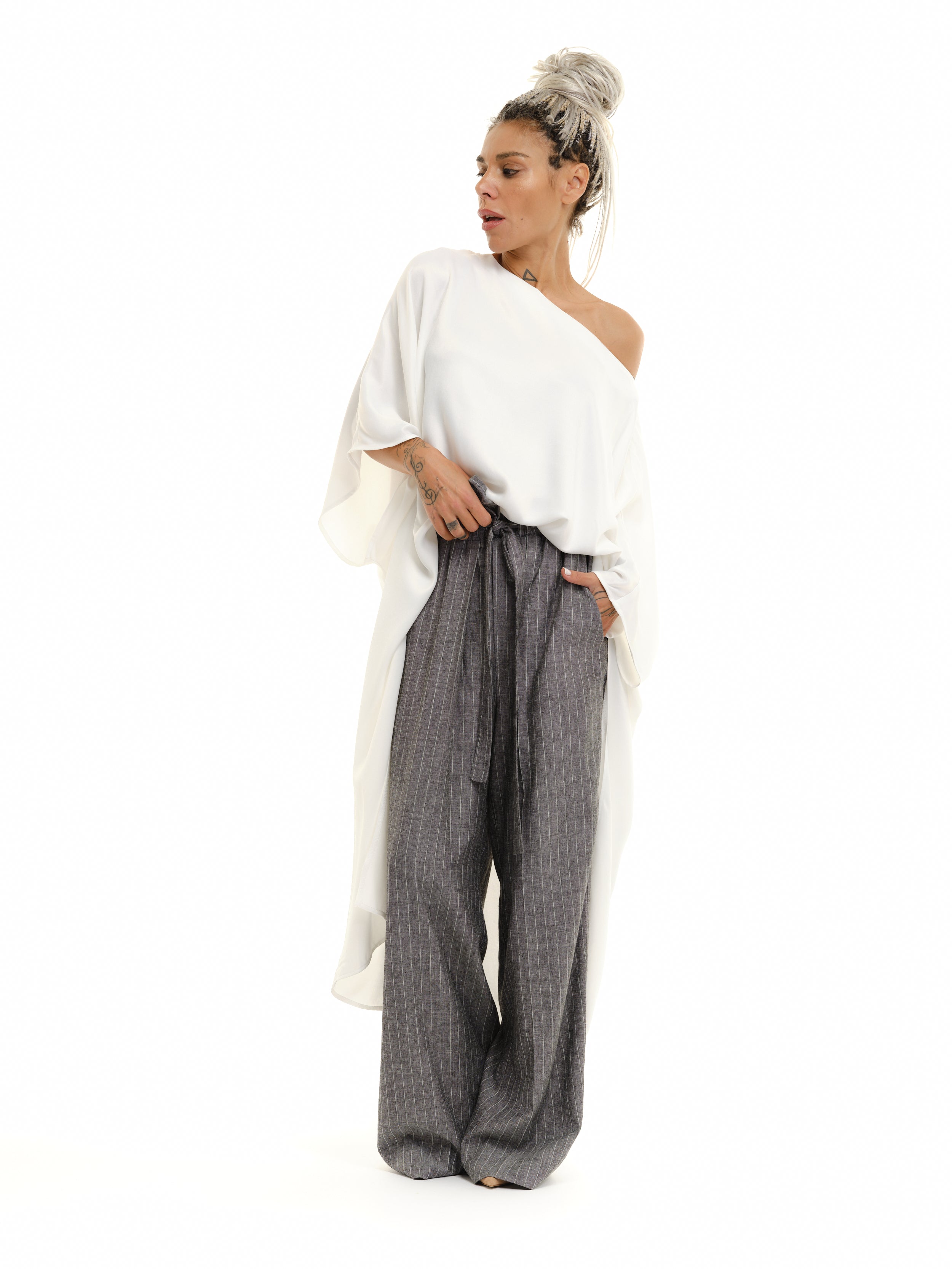Off-The-Shoulder Maxi Tunic in White