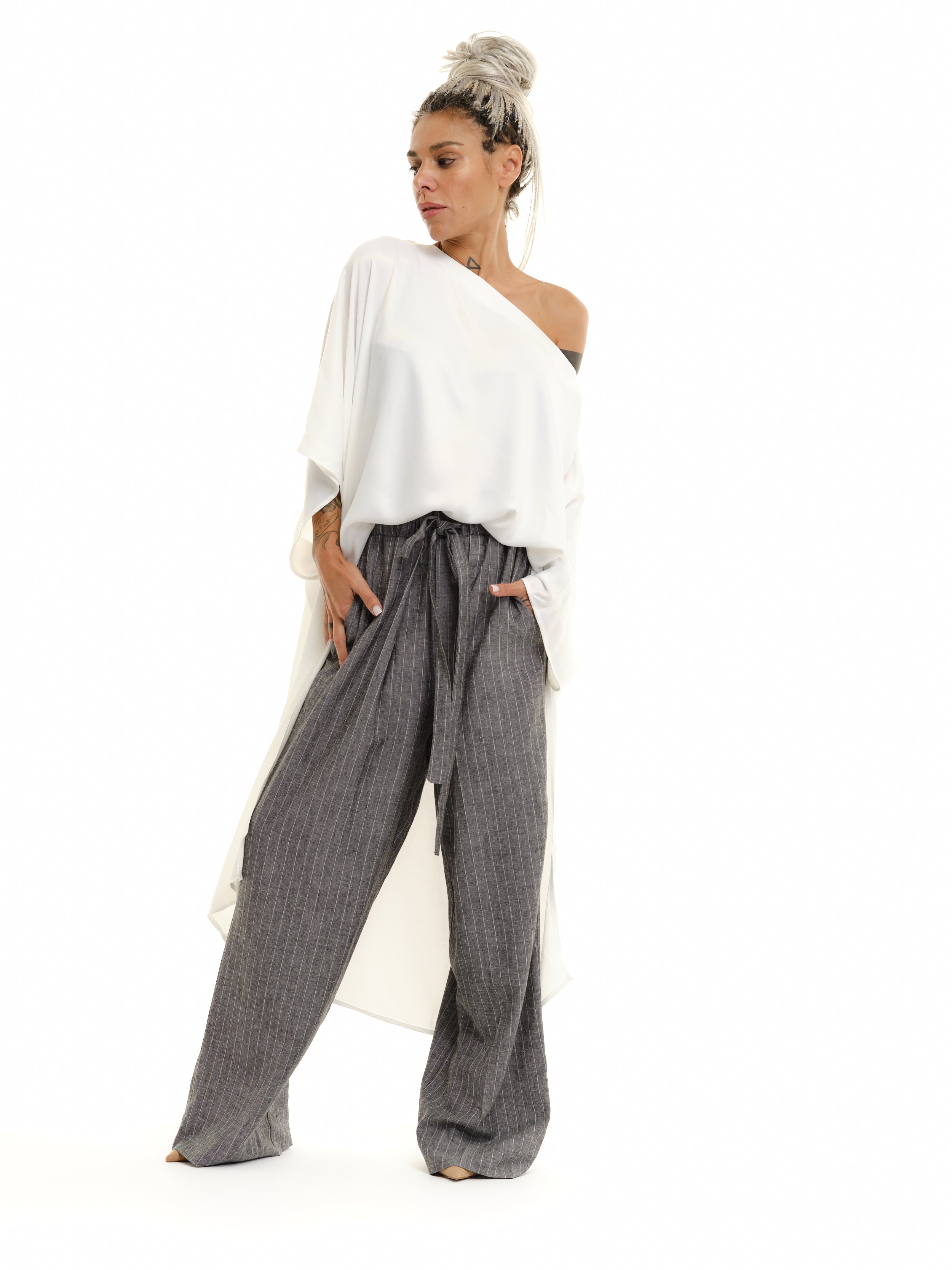 Off-The-Shoulder Maxi Tunic in White