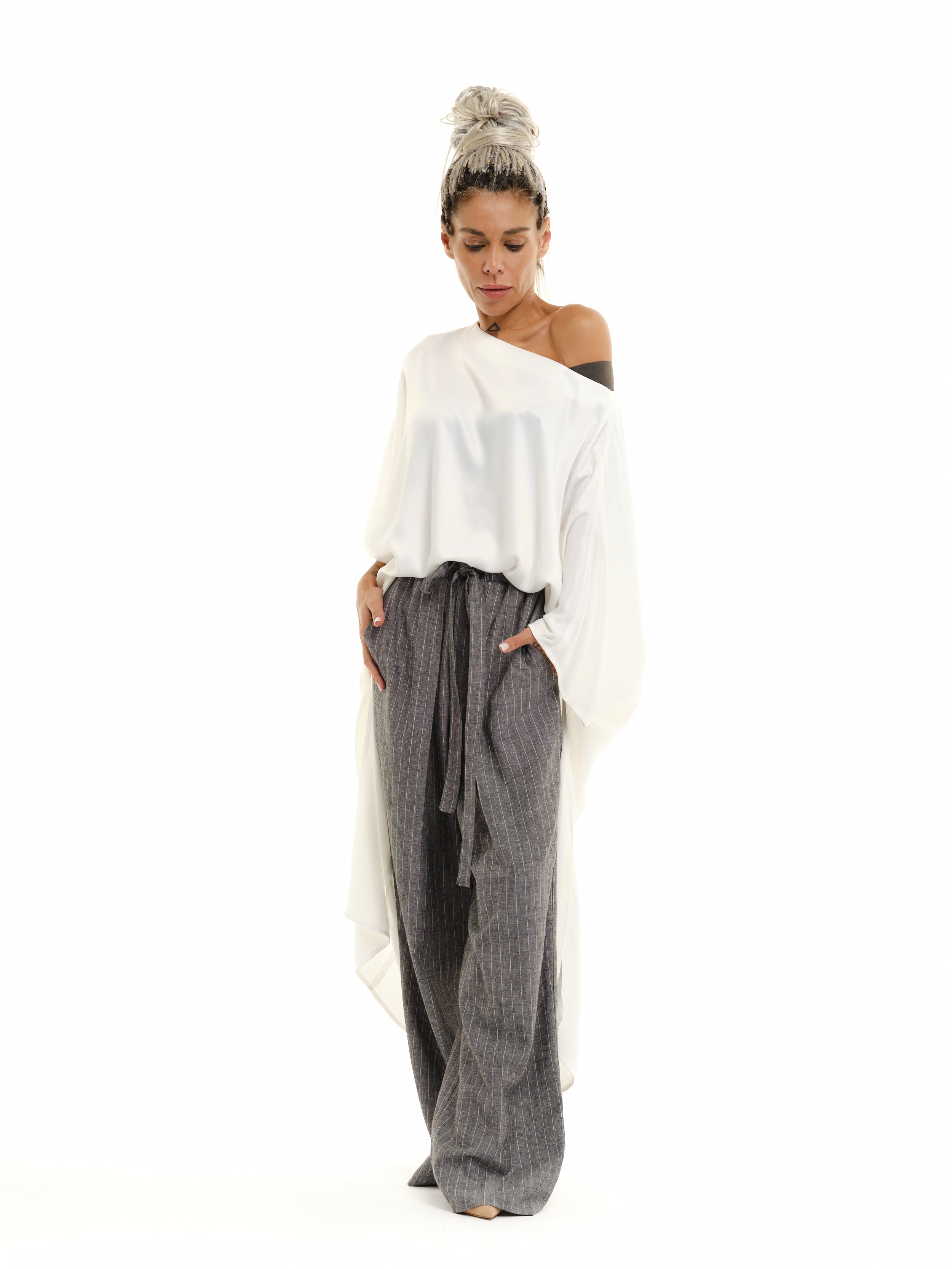 Off-The-Shoulder Maxi Tunic in White