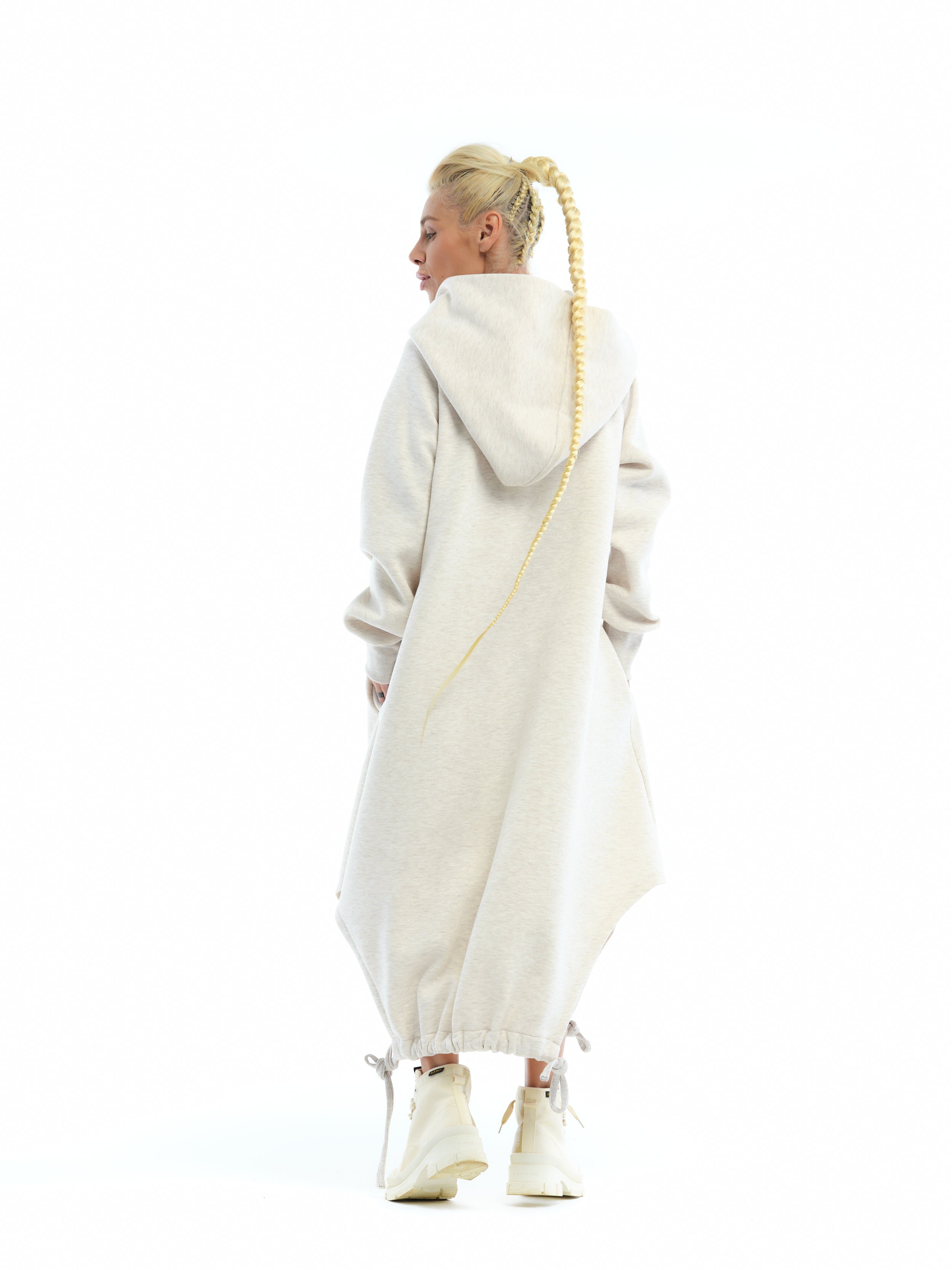 Oversize Cream Hoodie Dress