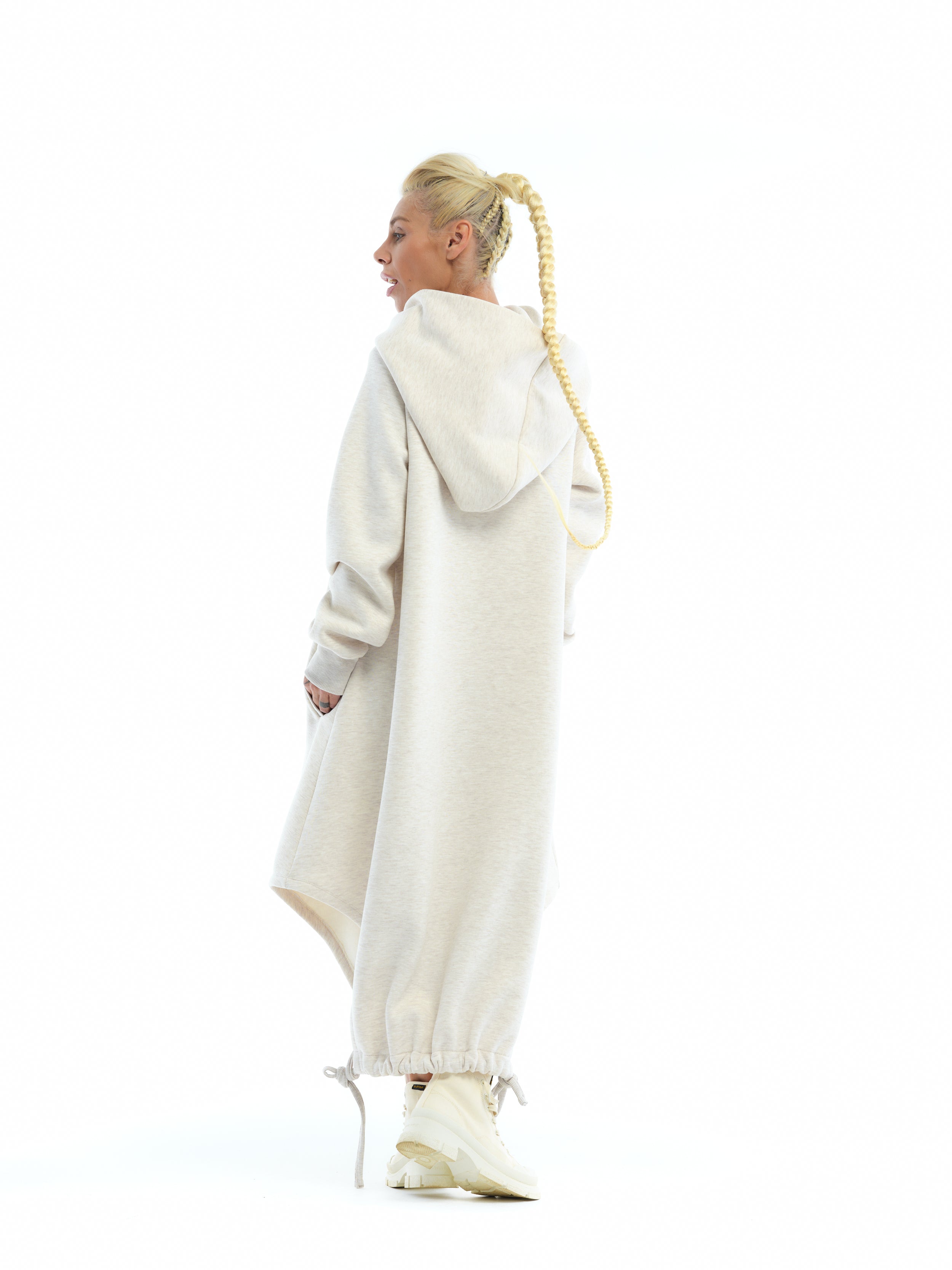 Oversize Cream Hoodie Dress