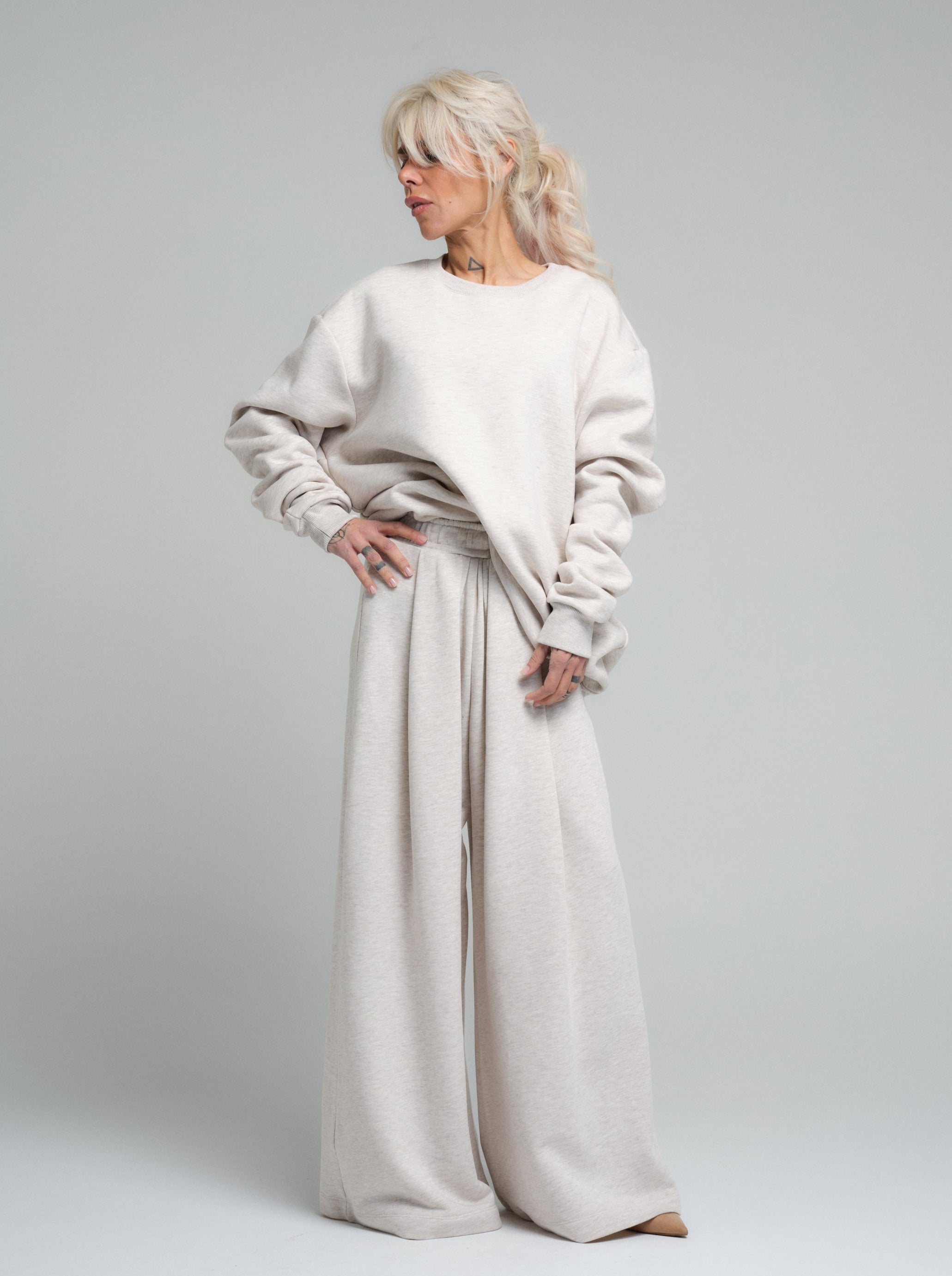 Soft Ecru Cotton-Blend Loungewear Set