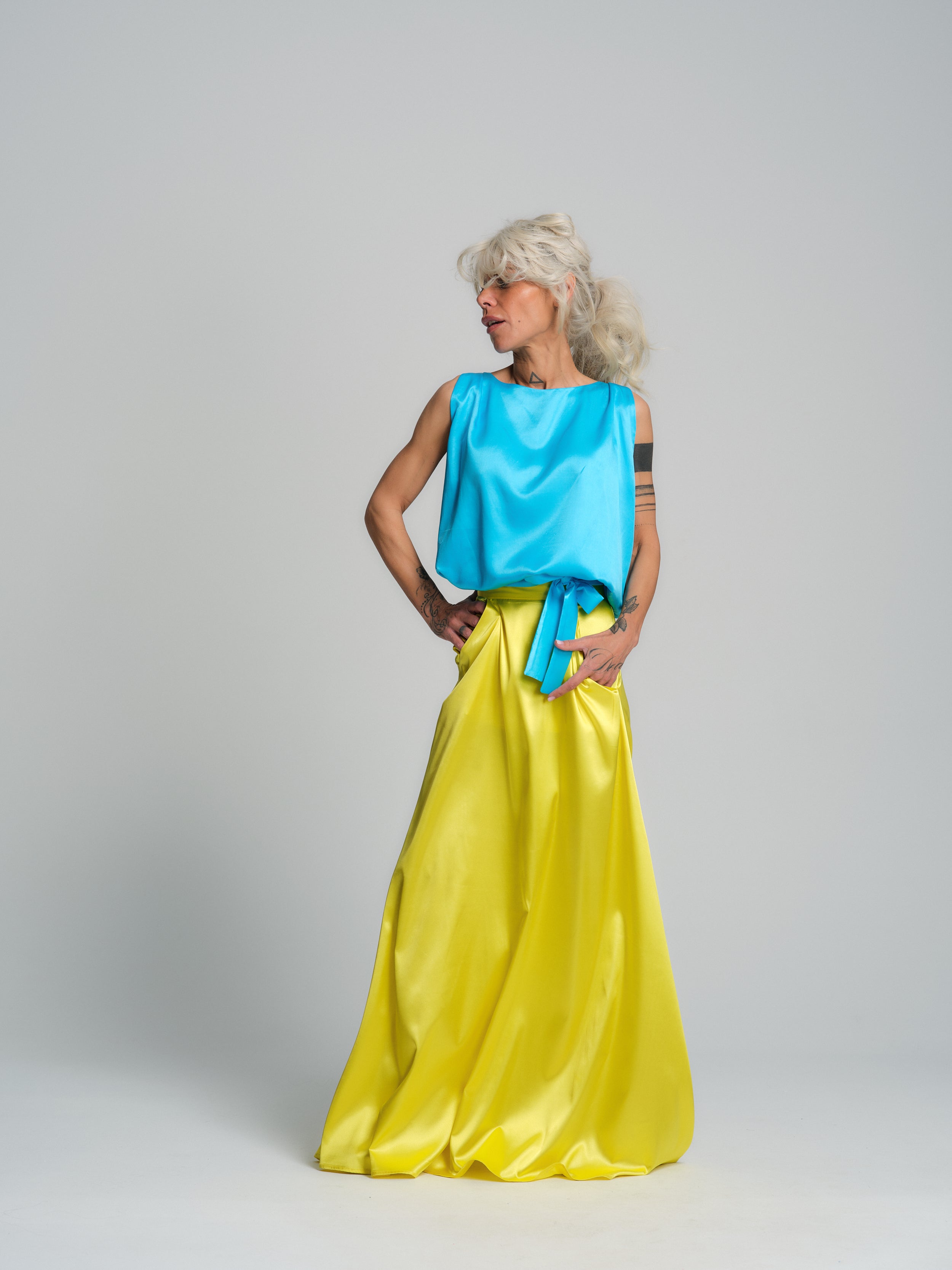 Blue Bow-Detail Top