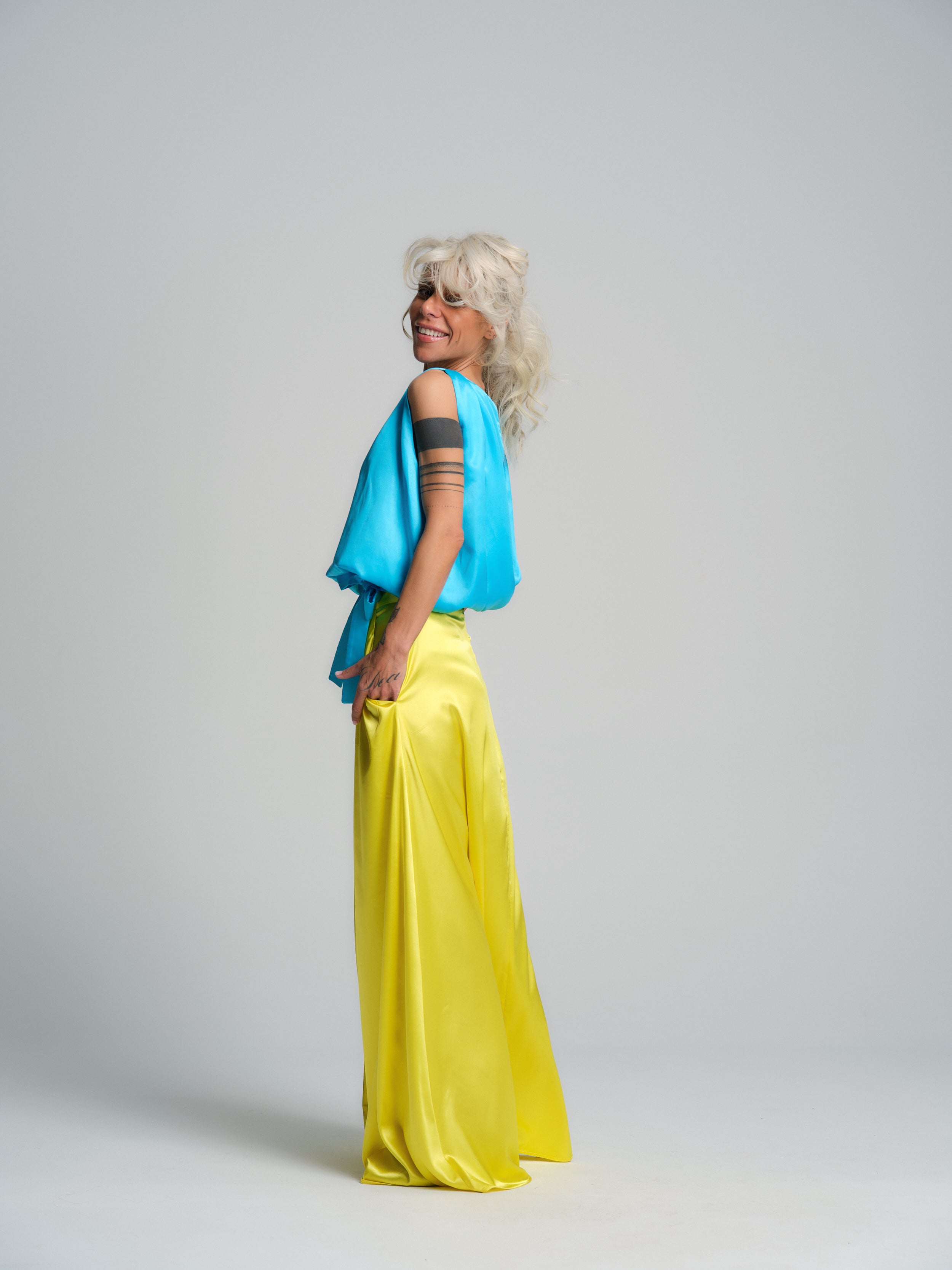 Blue Bow-Detail Top