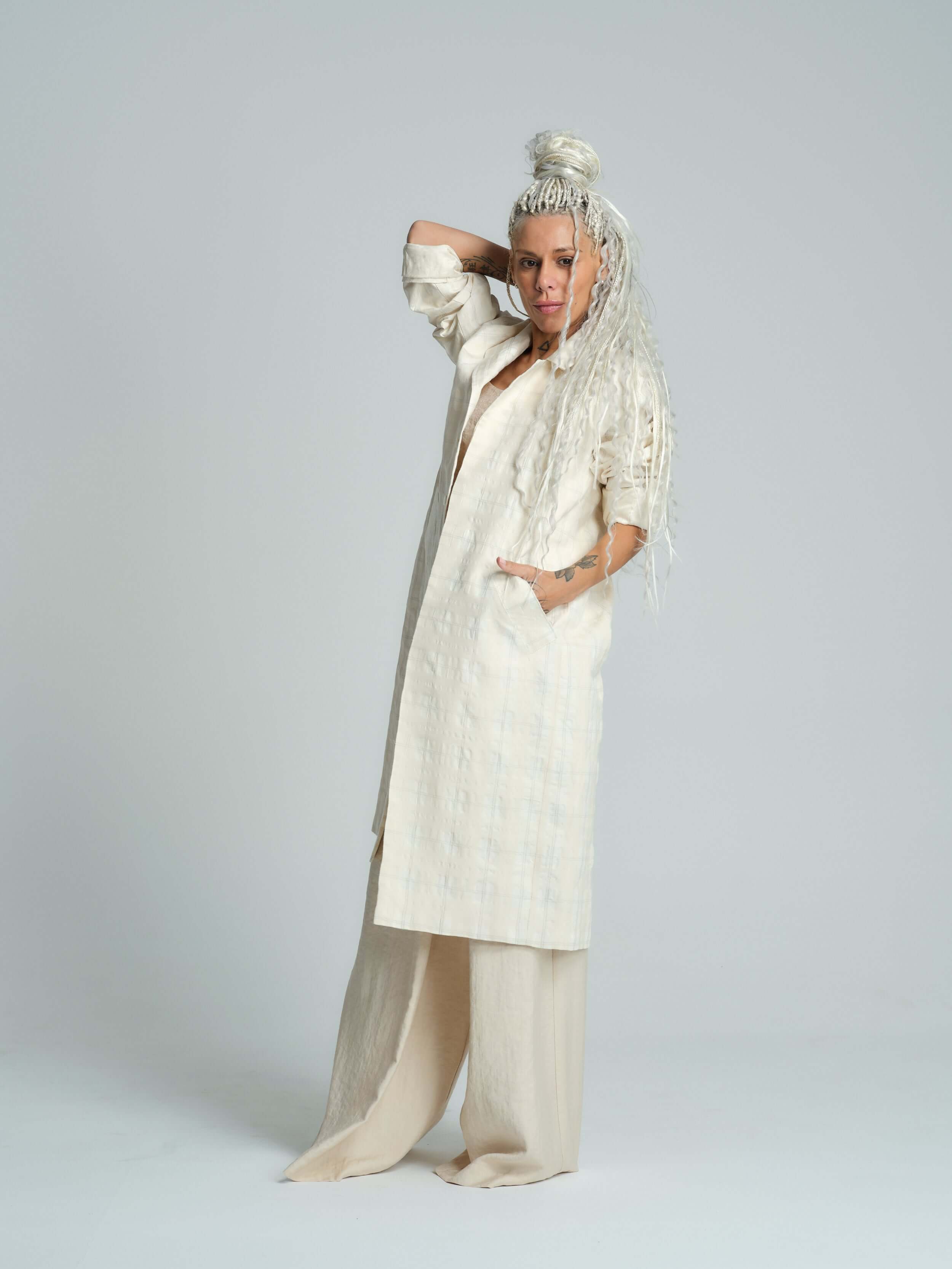 Plaid Linen-Blend Jacket