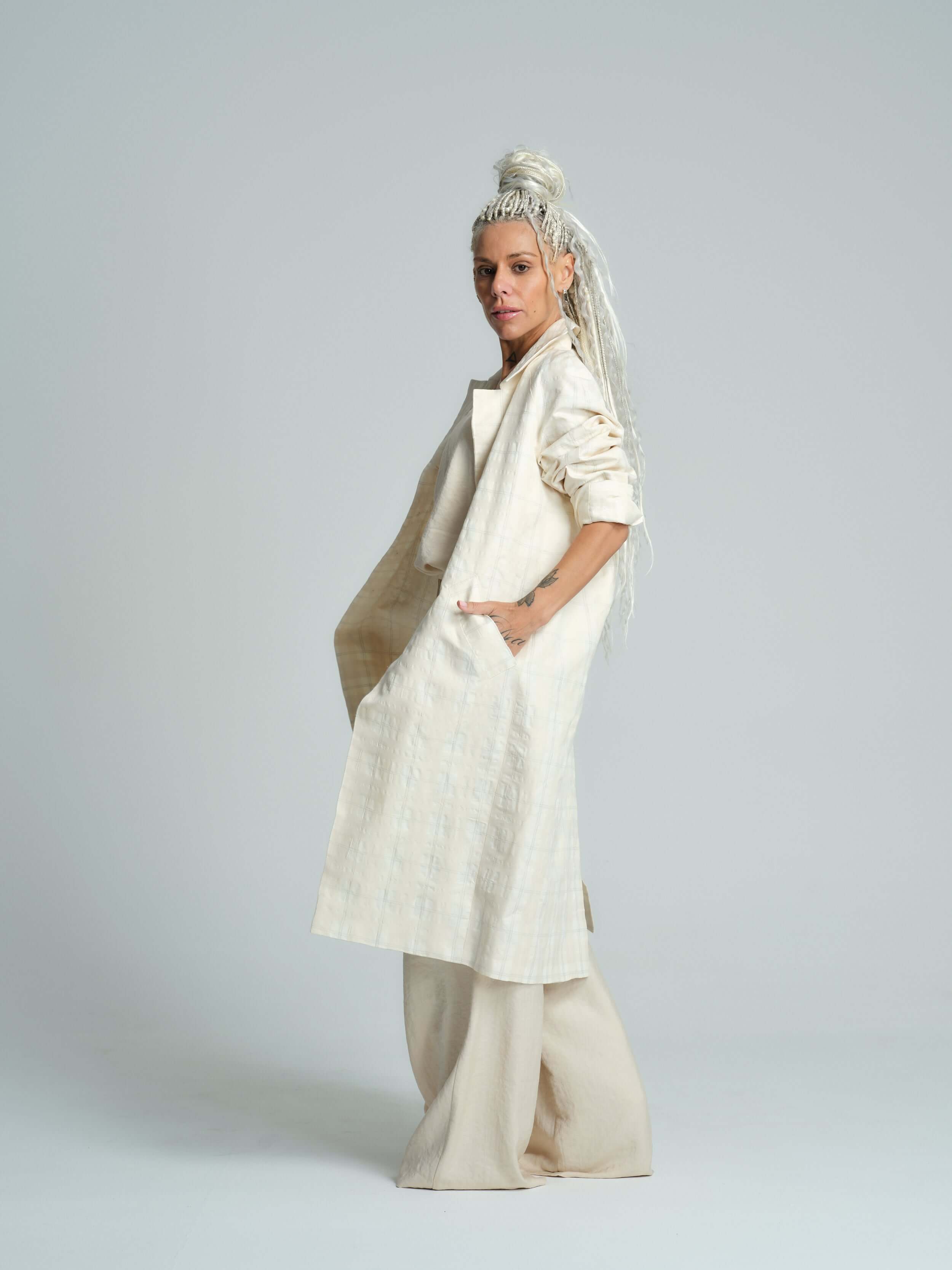 Plaid Linen-Blend Jacket