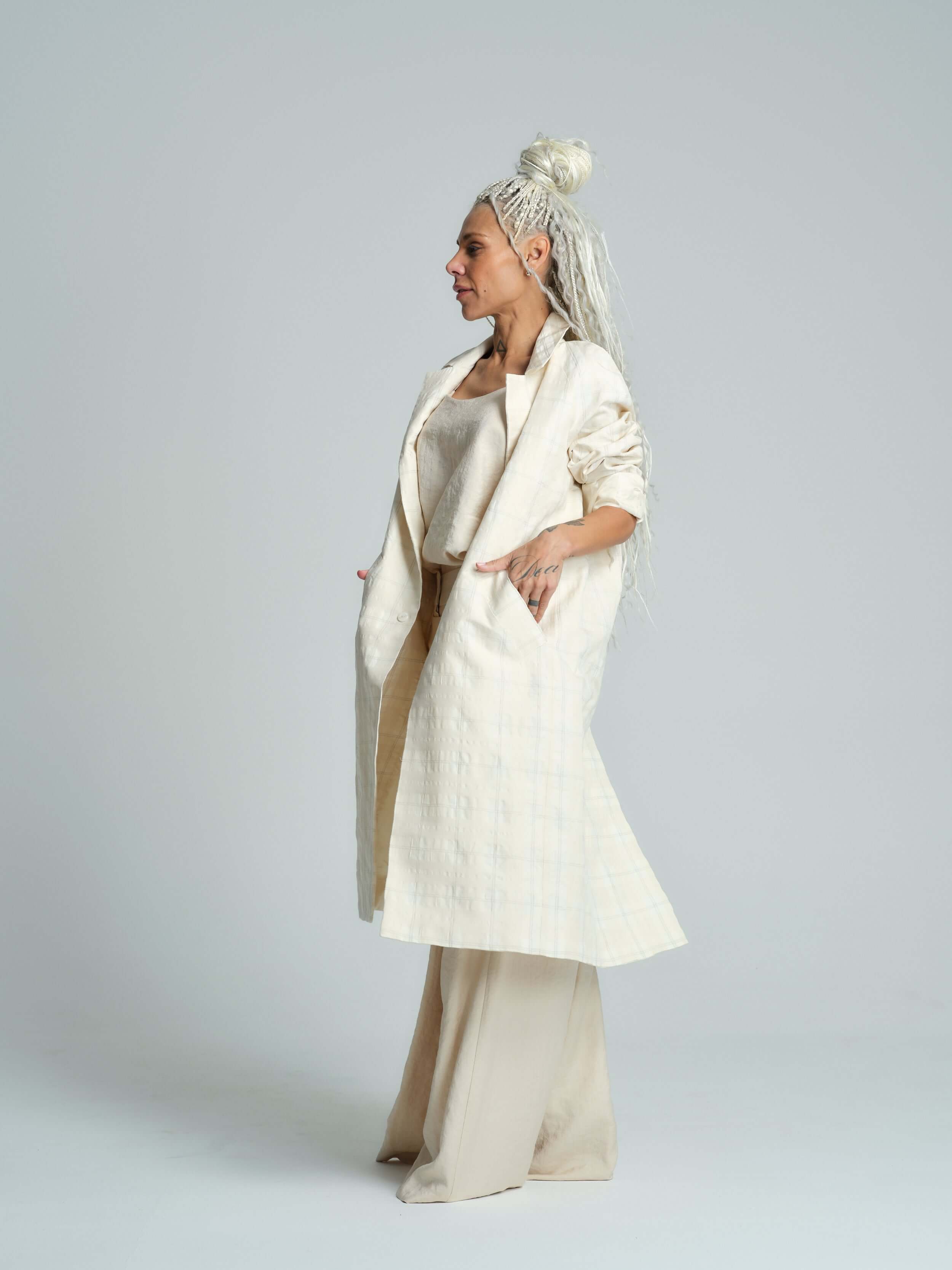 Plaid Linen-Blend Jacket