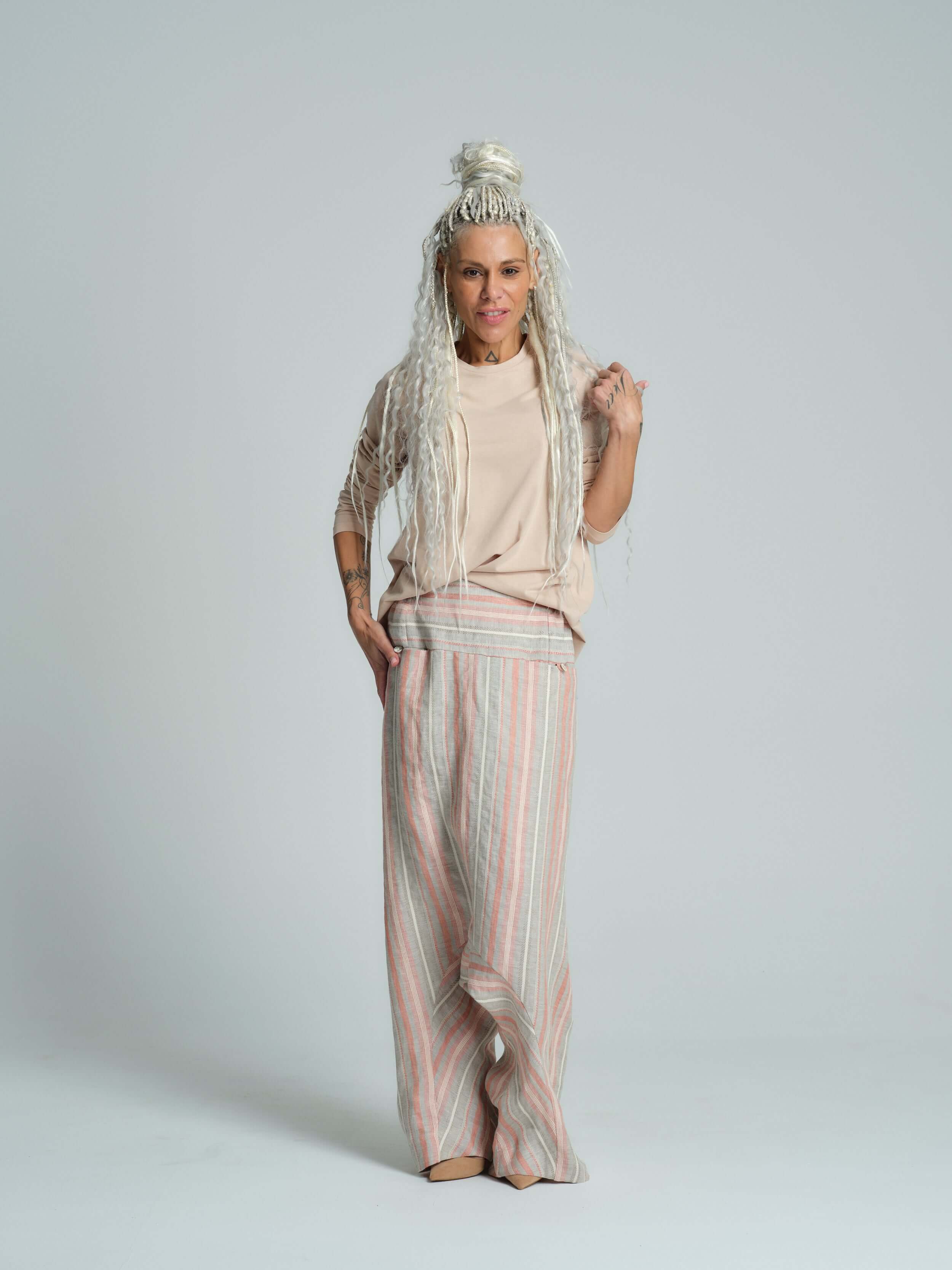 Cotton-Blend Distressed Open-Back Top